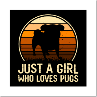 Just A Girl Who Loves Pugs T shirt For Women T-Shirt T-Shirt T-Shirt Posters and Art